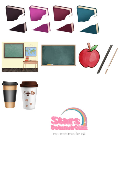 Personalised Teacher Libby Glass | Custom Iced Coffee Cup with Bamboo Lid & Straw | End of Year Teacher Gift , Custom Teacher Gift- Rainbow Teacher
