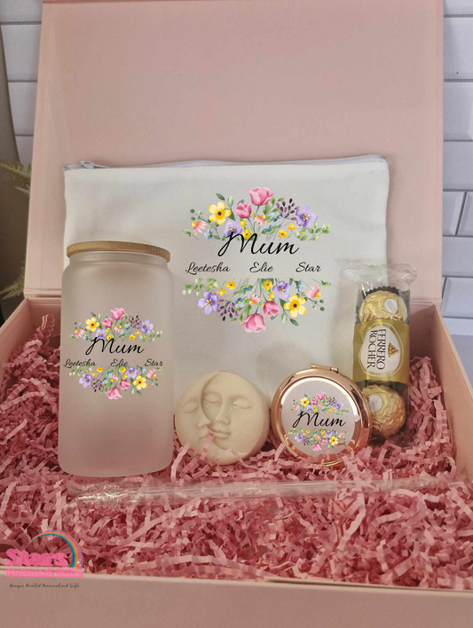 Mothers Day Gift Hamper, Personalised Small Gift Pack With Libby Glass