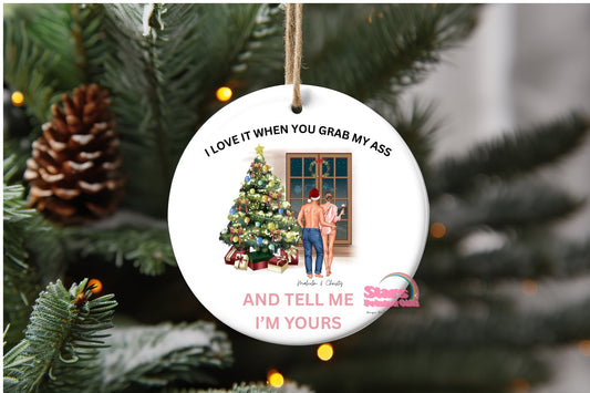 (Copy) Personalised Christmas Ornament – Custom Ceramic or Aluminium Ornament – 1st Christmas Keepsake Decoration – Sexy Couple Ornament