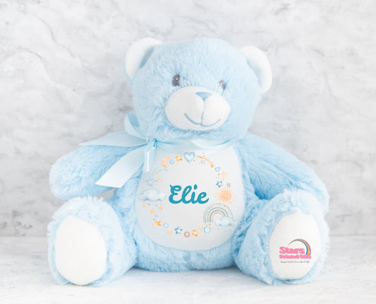 Personalised  Moon Wreathe  Plush , Custom Printed Keepsake Bear,  Boy/Girl Personalised Bear