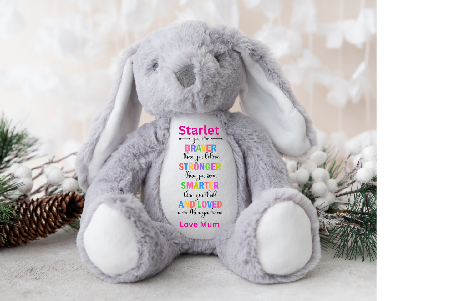 Inspirational Personalised  Personalised Plush Bunny,Personalised Keepsake Plush Bear, Birthday Gift For Kids.