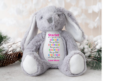 Inspirational Personalised  Personalised Plush Bunny,Personalised Keepsake Plush Bear, Birthday Gift For Kids.