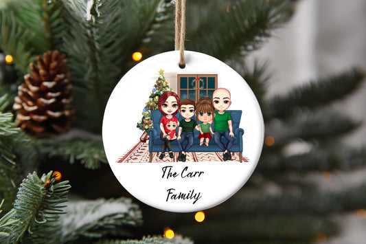 Family Couch  Christmas Ornament, Christmas  keepsake Ornament.