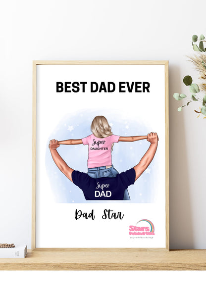 Best Dad Digital Print, Custom Personalised Artwork, Custom Personalised Print.