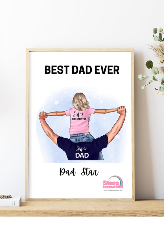 Best Dad Digital Print, Custom Personalised Artwork, Custom Personalised Print.