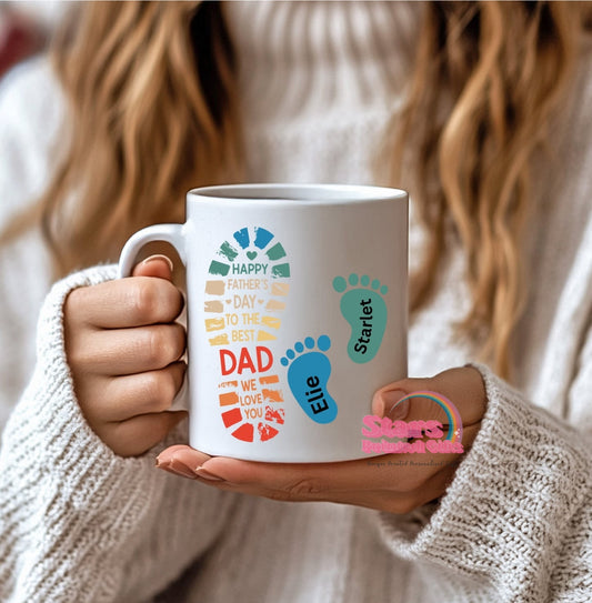 Personalised Kids Feet Mug, Custom Personalised Father's Day Gift, Custom Mug.