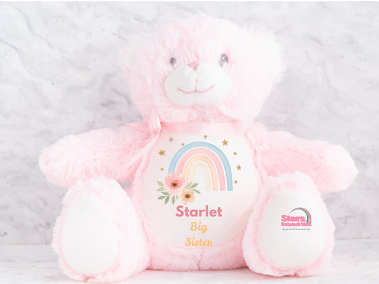 Personalised Big Sister Plush , Custom Printed Keepsake Elephant, Baby Announcement Bear