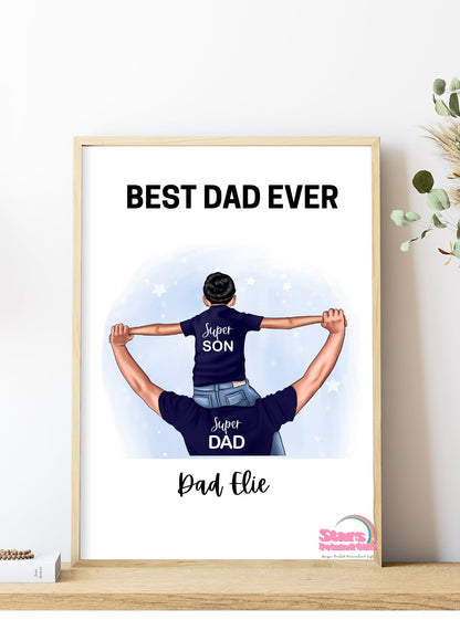 Best Dad Digital Print, Custom Personalised Artwork, Custom Personalised Print.
