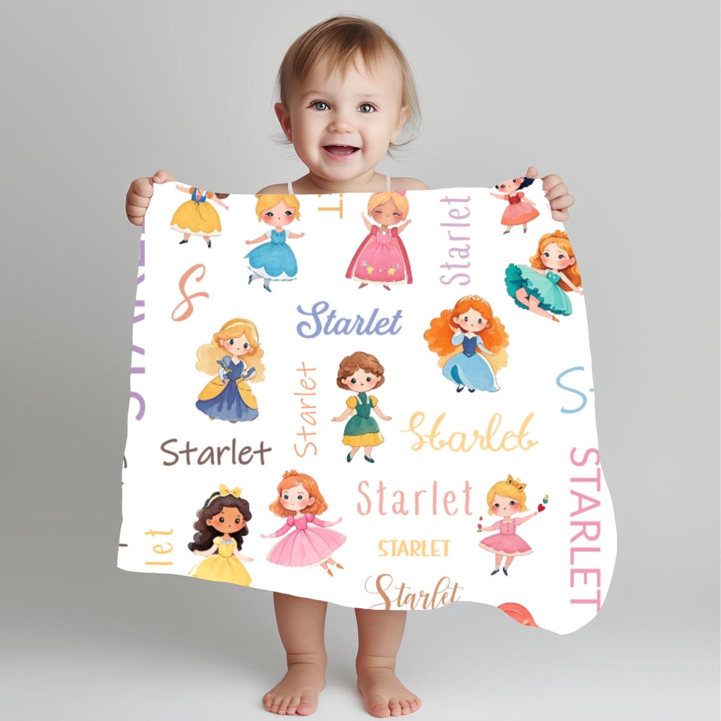 Personalised Baby blanket, Custom baby shower gift, Custom kids blanket, Name Printed Princess Blanket
