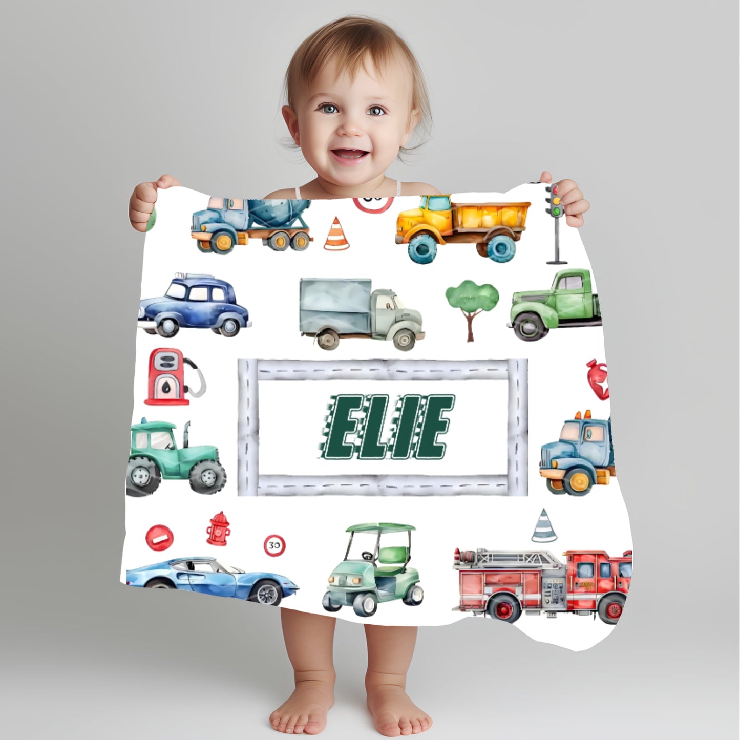Personalised Baby blanket, Custom baby shower gift, Custom kids blanket, Name Printed Cars Blanket