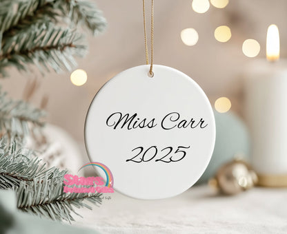 Personalised Teacher Ornament – Custom Ceramic or Aluminium Ornament – Teacher Christmas Keepsake Decoration – Grow