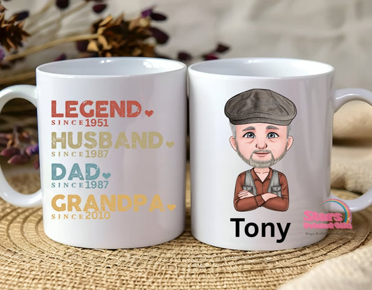 Grandpa Milestone Chibi Mug , Personalised Father's Day Gift, Custom Mug.