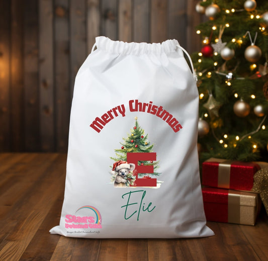 Personalised Christmas Santa Sack Christmas Australian Animals / Custom Name Christmas Gift Bag / Reuseable Christmas Toy Bag For Kids