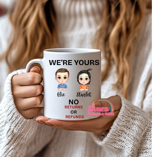 We're Yours  Chibi Mug , Personalised Father's Day Gift, Custom Mug.