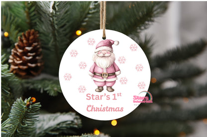 Personalised Christmas Ornament – Custom Ceramic or Aluminium Ornament – 1st Christmas Keepsake Decoration – Santa