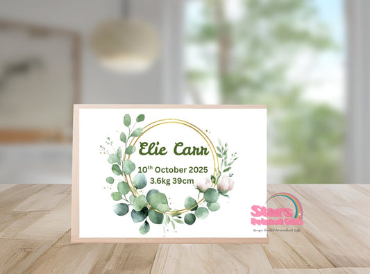 Personalised Wooden Mini Keepsake Box | Custom Name & Photo Trinket Box | Small Memory Box for Baby- Greenery
