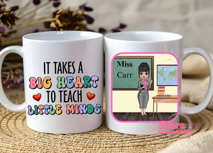 Personalised Teacher Mug , Unique Teacher Gift, Coffee Cup for Teacher Appreciation Gift,  Teacher Gift-Big Heart