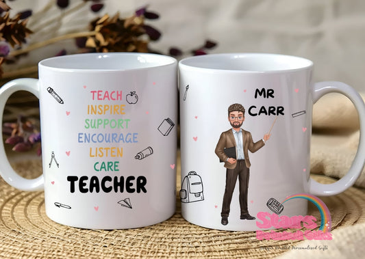 Personalised Teacher Mug , Unique Teacher Gift, Coffee Cup for Teacher Appreciation Gift, Male Teacher Gift.