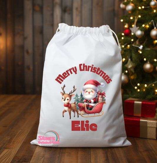 Personalised Christmas Santa Sack Christmas Santa Sliegh / Custom Name Christmas Gift Bag / Reuseable Christmas Toy Bag For Kids
