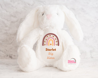 Personalised Birth Announcement Bear, Custom Printed Keepsake Teddy , Custom Teddy-Rainbow Big Sister/Brother