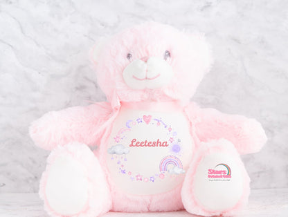Personalised  Moon Wreathe  Plush , Custom Printed Keepsake Bear,  Boy/Girl Personalised Bear