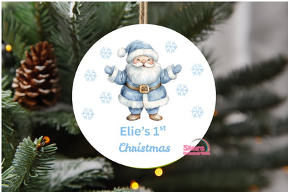 Personalised Christmas Ornament – Custom Ceramic or Aluminium Ornament – 1st Christmas Keepsake Decoration – Santa