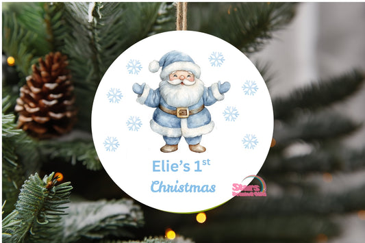 Personalised Christmas Ornament – Custom Ceramic or Aluminium Ornament – 1st Christmas Keepsake Decoration – Santa