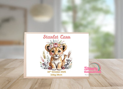 Personalised Wooden Mini Keepsake Box | Custom Name & Photo Trinket Box | Small Memory Box for Baby- Lioness