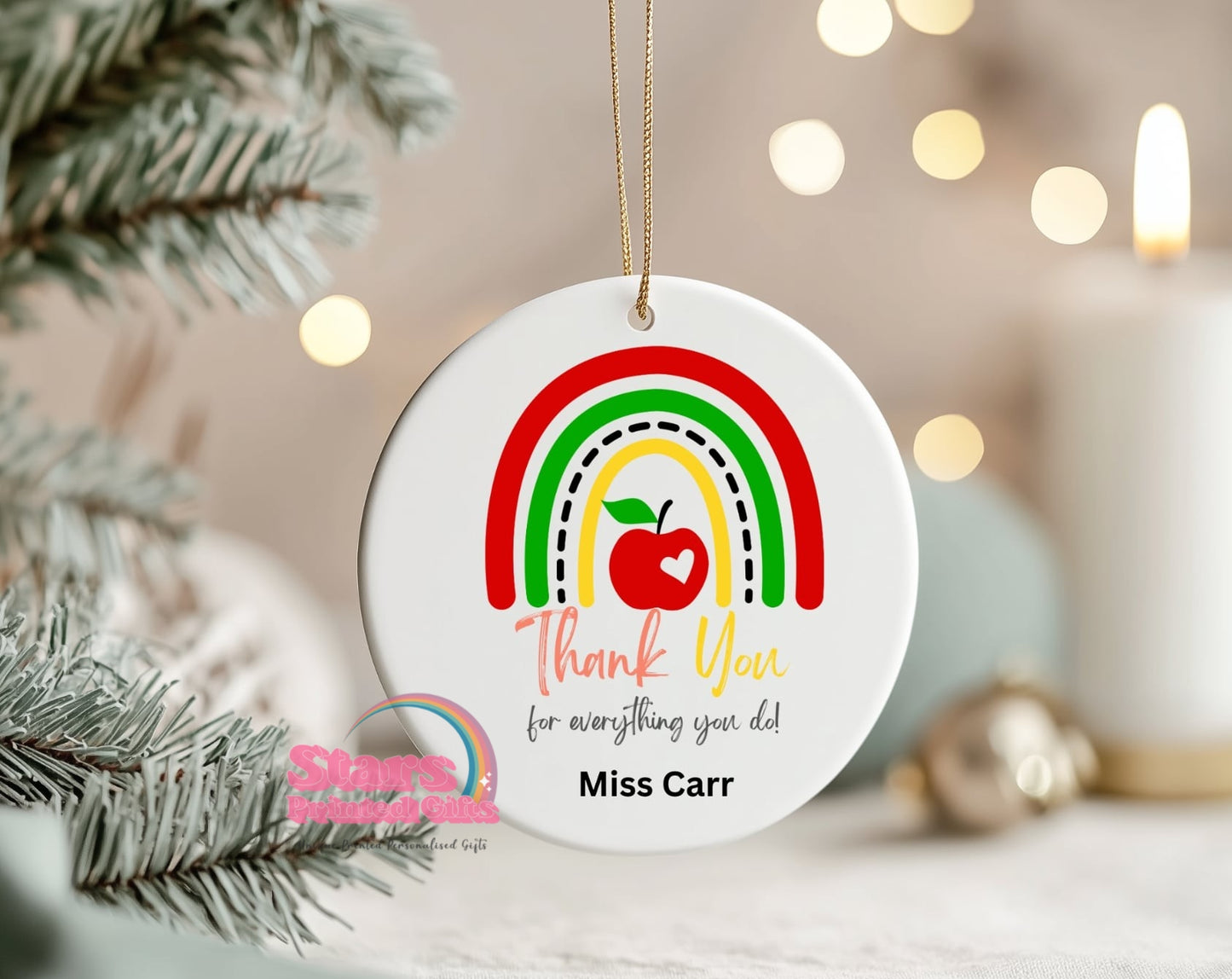 Personalised Teacher Ornament – Custom Ceramic or Aluminium Ornament – Teacher Christmas Keepsake Decoration – Teacher Appreciation