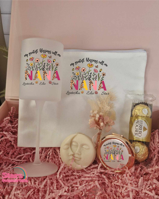 Gift Hamper For Nana,Personalised Gift Hamper For Nana Wine Glass,Gift For Her.