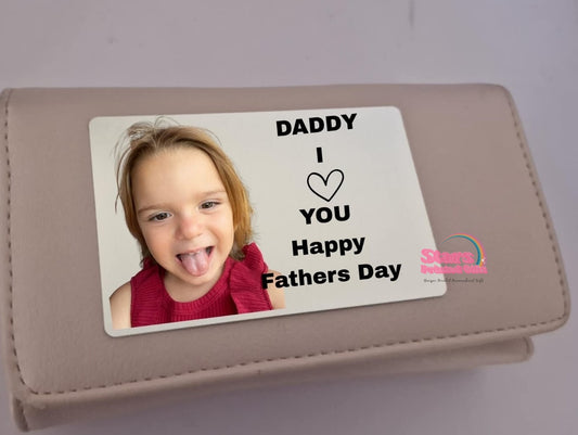 Custom Photo Wallet Card,  Personalised Message Wallet Insert, Father's Day Gift.