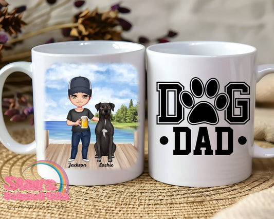 Dog Dad, Personalised Father's Day Gift, Custom Mug.