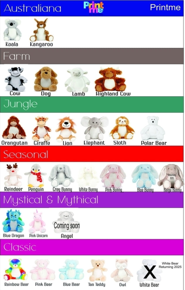 Personalised Elephant Plush, Custom Printed Keepsake Elephant, Safari Birth Stat Bear