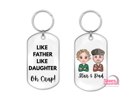Personalised Dog Tag Keyring, Custom  Photo & Name Keychain, Custom Printed Gift- Daughter and Dad