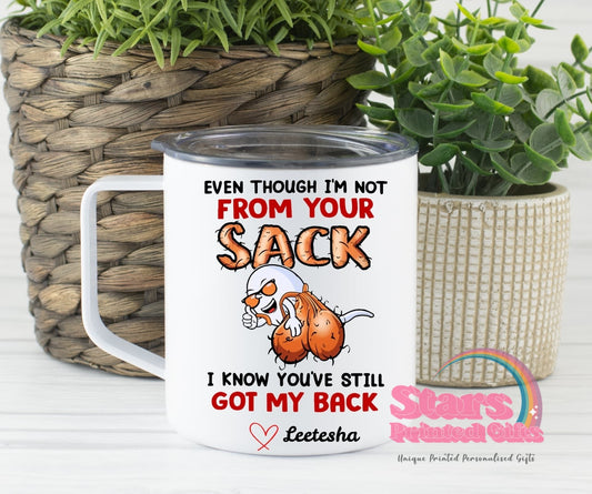 Funny Step Dad's Sperm Camping Mug, Custom Personalised Father's Day Camping Gift, Custom Mug.