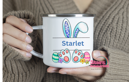 Easter Bunny Ears Personalised Enamel Mug