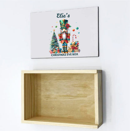 Christmas Eve Personalised Wooden Box With Sliding Lid, Two Sizes,  1st December Custom  Box- Nutcracker Cracker