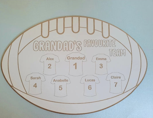 Daddy's / Grandpa Footy Team MDF Wall Hanger, Custom Wood Sign,Personalised Wall Sign