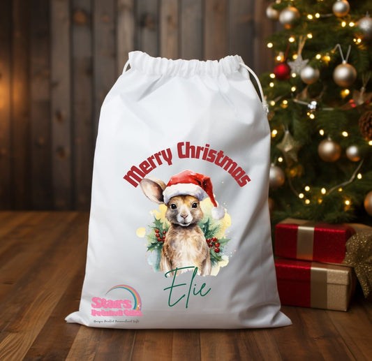 Personalised Christmas Santa Sack Christmas Australia Animals / Custom Name Christmas Gift Bag / Reuseable Christmas Toy Bag For Kids