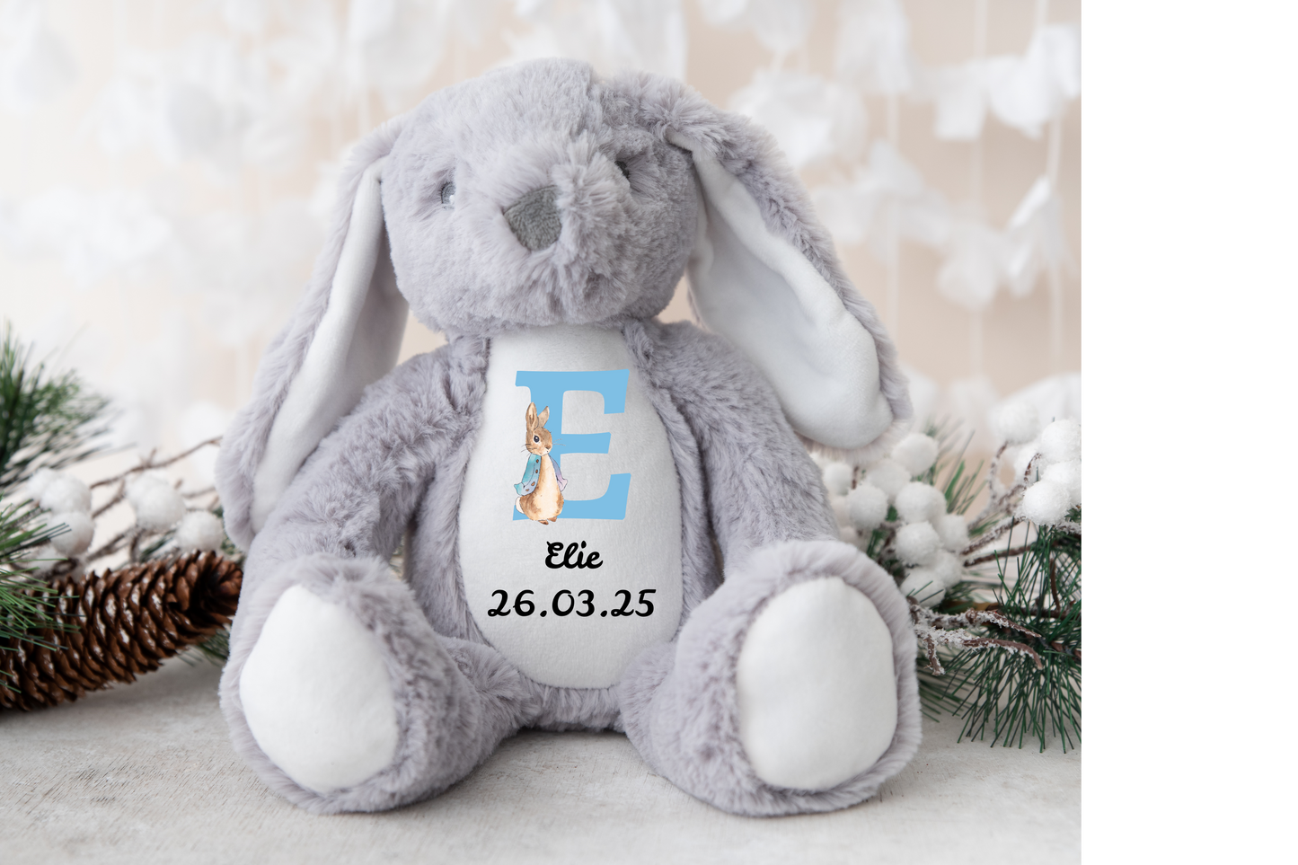 New Baby Gift, Pink/Blue Bunny  Personalised Plush Bunny, Personalised Keepsake Plush Bear, Baby Shower Gift.