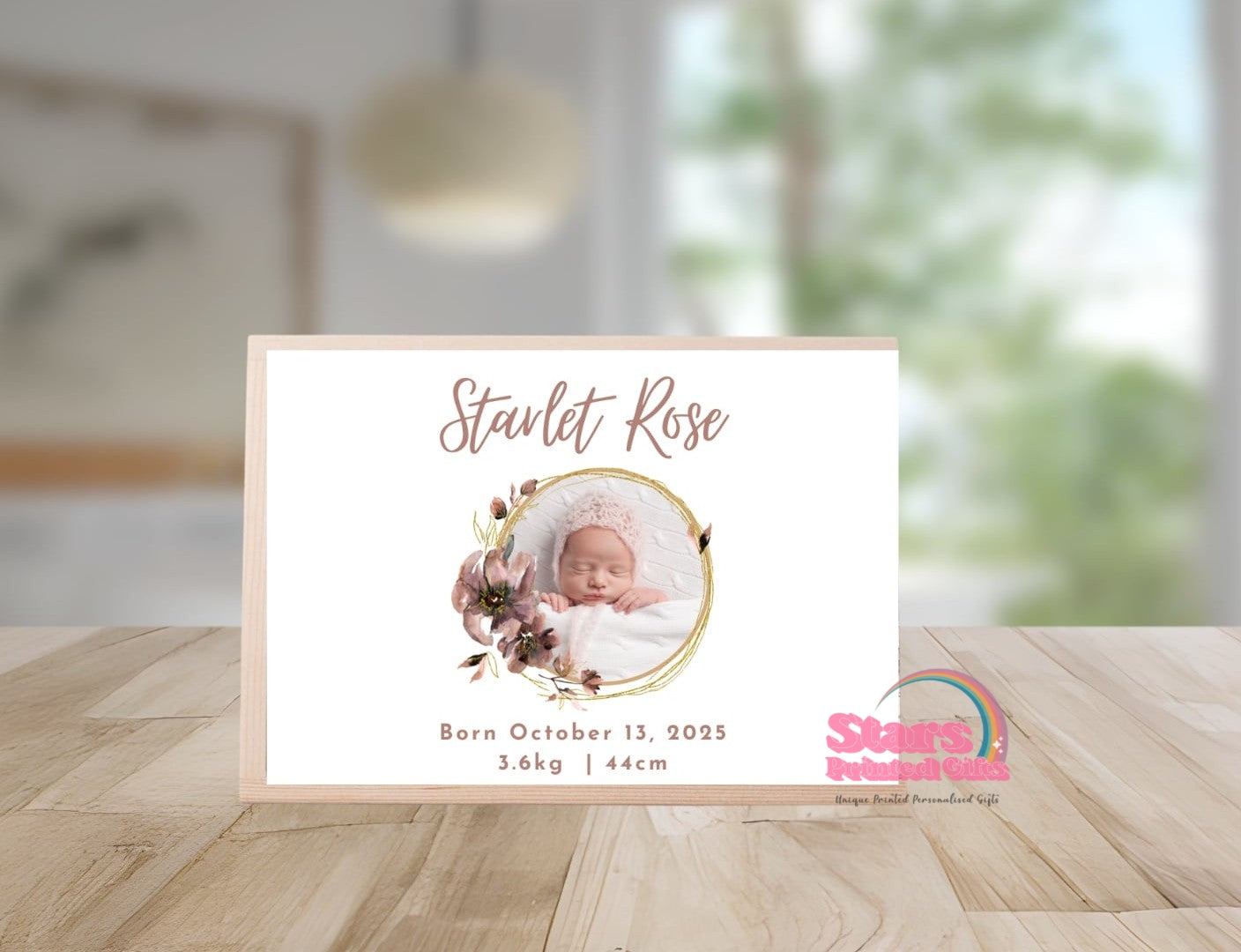 Personalised Wooden Mini Keepsake Box | Custom Name & Photo Trinket Box | Small Memory Box for Baby- Boho Floral