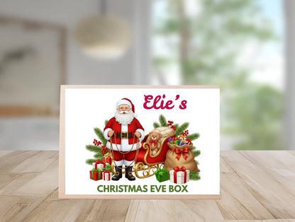 Christmas Eve Personalised Wooden Box With Sliding Lid, Two Sizes,  1st December Custom  Box- Santa