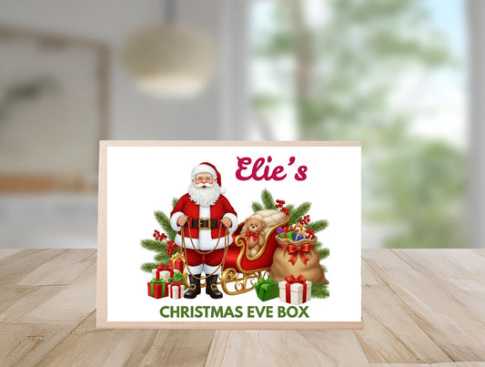 Christmas Eve Personalised Wooden Box With Sliding Lid, Two Sizes,  1st December Custom  Box- Santa