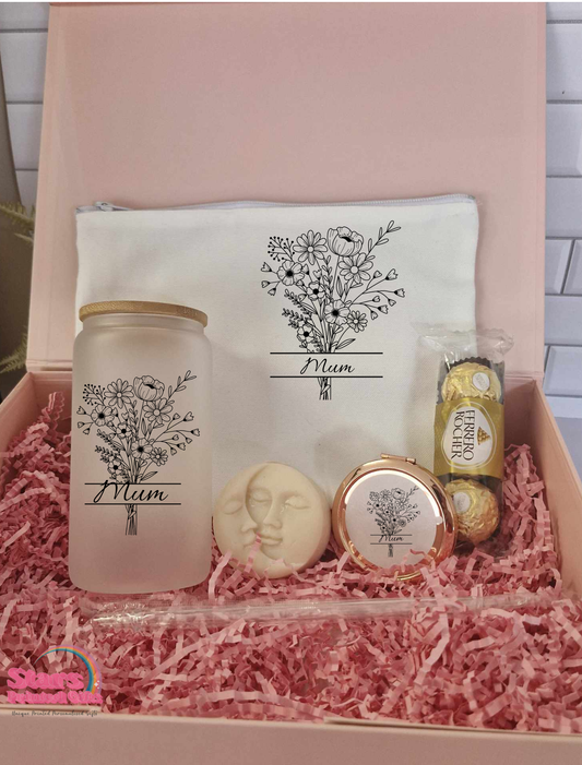 Mothers Day Gift Set, Personalised Black Floral Gift Hamper, Gift For Her