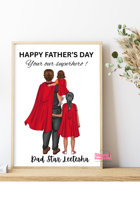 Super Dad Digital Print, Custom Personalised Artwork, Custom Personalised Print.