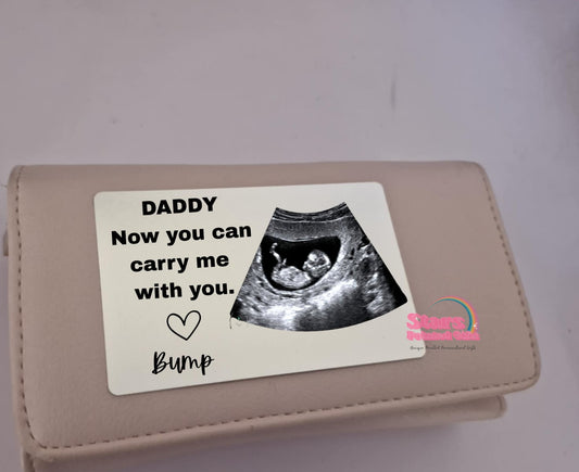 Custom Photo Wallet Card,  Personalised Message Wallet Insert, Father's Day, Baby Announcement Gift - From Bump