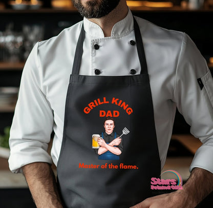 Personalised Dad Chibi Apron, Father's Day Gift, Funny BBQ Cooking Gift For Dad-Grill King