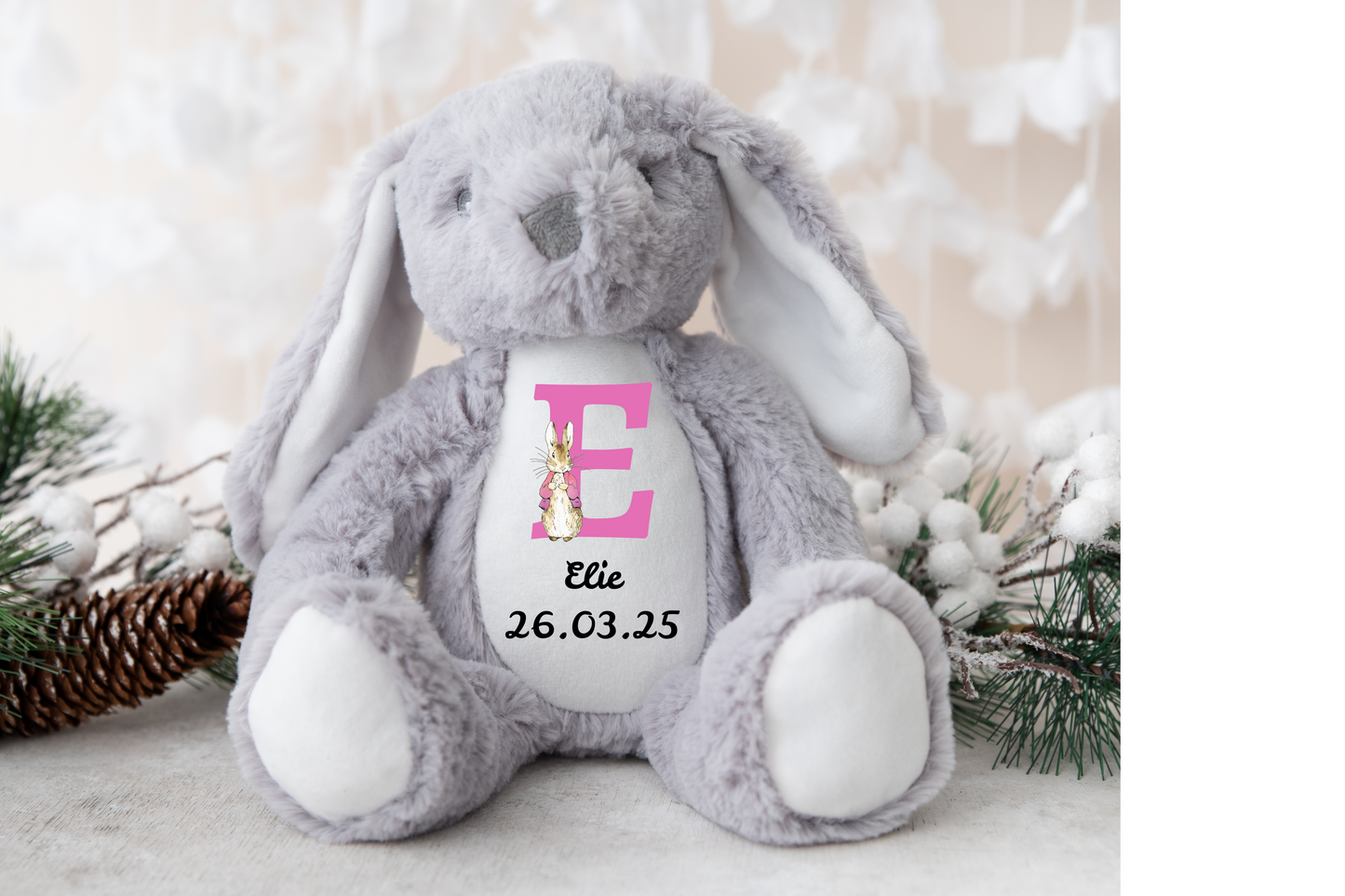 New Baby Gift, Pink/Blue Bunny  Personalised Plush Bunny, Personalised Keepsake Plush Bear, Baby Shower Gift.