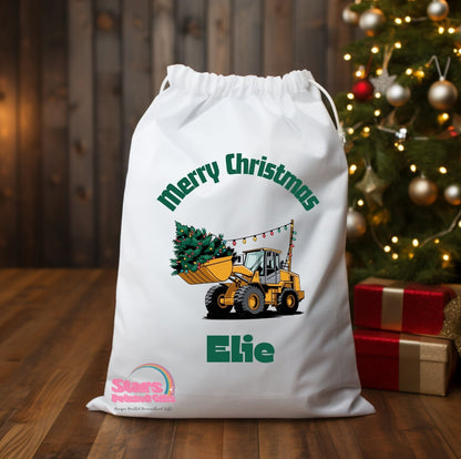Personalised Christmas Santa Sack Christmas Construction / Custom Name Christmas Gift Bag / Reuseable Christmas Toy Bag For Kids
