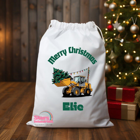 Personalised Christmas Santa Sack Christmas Construction / Custom Name Christmas Gift Bag / Reuseable Christmas Toy Bag For Kids